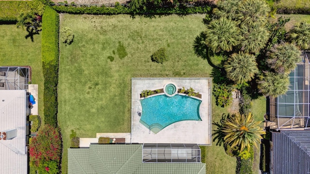 bird's eye view of a pool