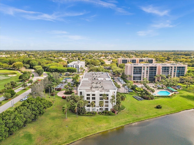 20110 Boca W Dr Unit 232, Boca Raton, FL 33434 - aerial view of a local golf course, a nearby body of water, a pool area, and apartment complex / building