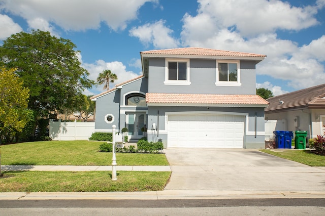 4941 SW 150th Ter, Miramar, FL 33027 - mediterranean / spanish-style home with a tile roof, stucco siding, an attached garage, and concrete driveway