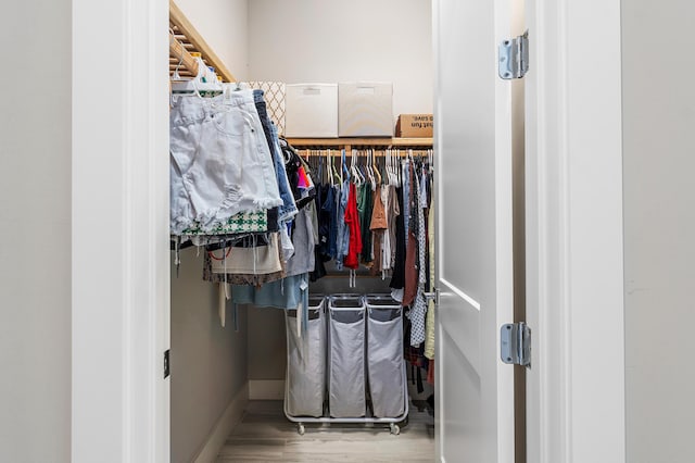 walk in closet featuring wood finished floors