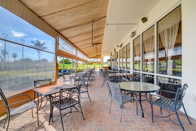 view of patio with ceiling fan