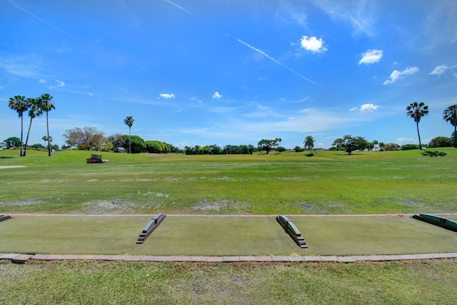 view of home's community with a yard