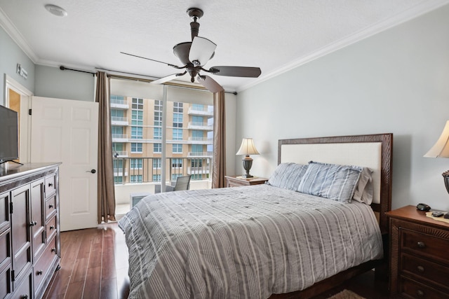 625 Casa Loma Blvd Unit 1103, Boynton Beach, FL 33435 - bedroom with crown molding, dark wood-type flooring, and ceiling fan