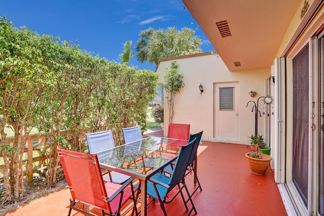 view of patio / terrace featuring visible vents and outdoor dining space
