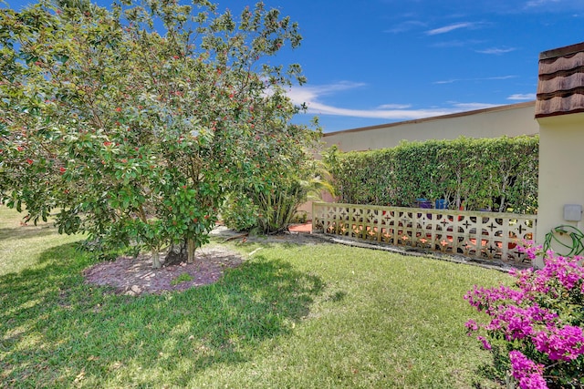 view of yard featuring fence