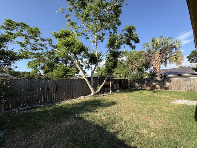 view of yard with a fenced backyard