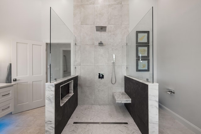19100 SE County Line Rd, Jupiter, FL 33469 - full bathroom with a walk in shower and tile patterned flooring