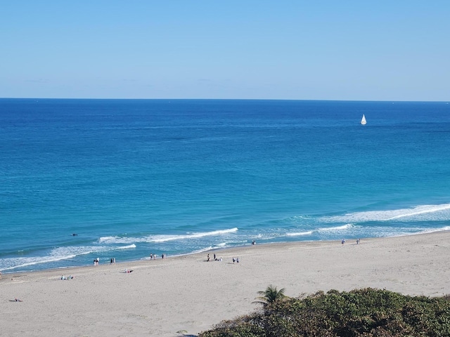property view of water featuring a view of the beach