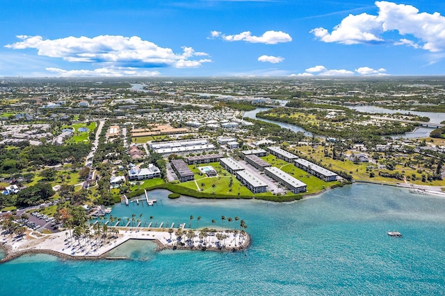 bird's eye view featuring a water view