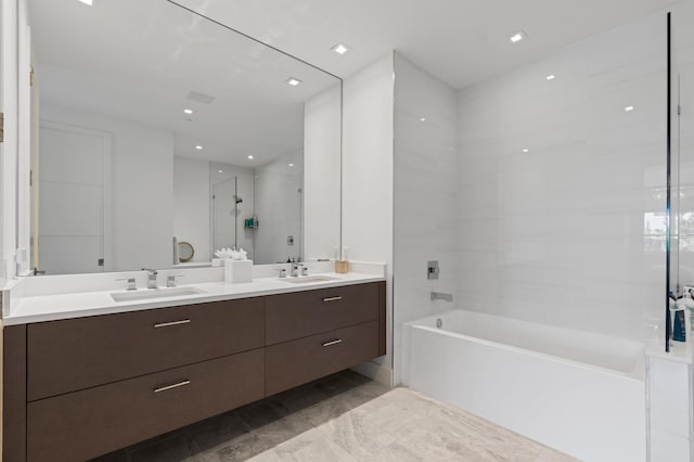 758 N St, West Palm Beach, FL 33401 - full bathroom featuring a bathtub, a shower, and double vanity