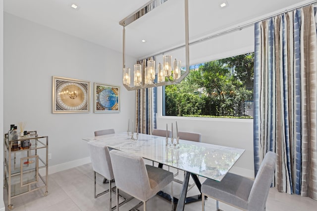 758 N St, West Palm Beach, FL 33401 - dining area featuring a chandelier, baseboards, and recessed lighting