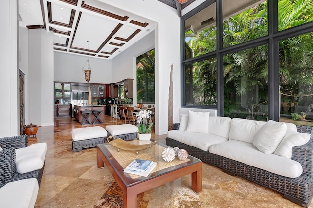 2393 NW 59th St, Boca Raton, FL 33496 - sunroom with coffered ceiling and beam ceiling