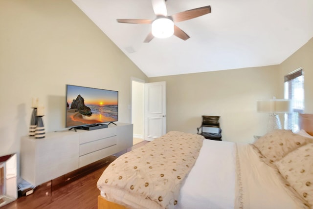 2393 NW 59th St, Boca Raton, FL 33496 - bedroom featuring wood finished floors, ceiling fan, and vaulted ceiling
