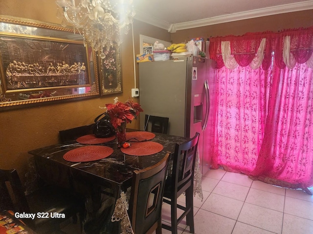 1441 W Central St, Lantana, FL 33462 - dining room featuring crown molding and light tile patterned floors