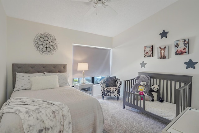 bedroom with carpet flooring and ceiling fan