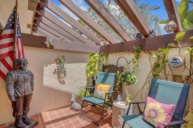 view of patio / terrace featuring a pergola