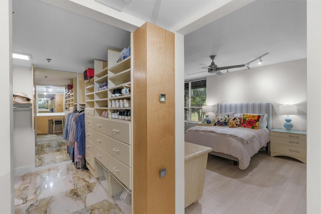 bedroom featuring ceiling fan