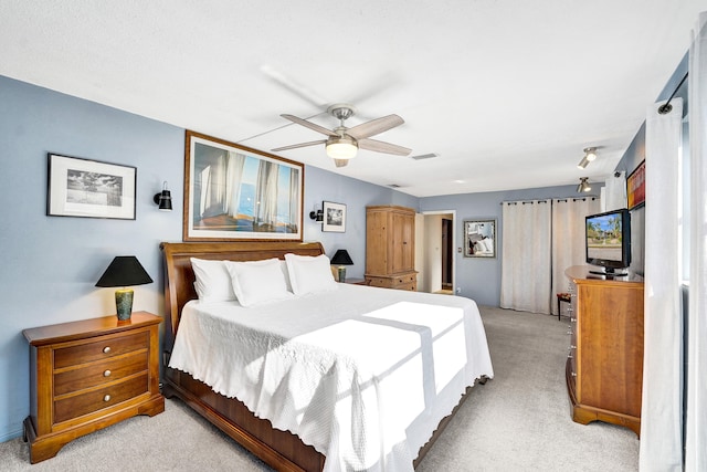 848 Johnson St, Hollywood, FL 33019 - bedroom featuring a ceiling fan, light carpet, and visible vents