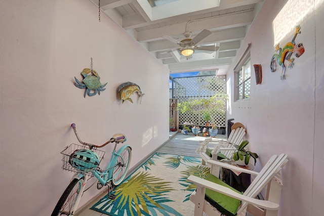848 Johnson St, Hollywood, FL 33019 - corridor featuring baseboards and beamed ceiling