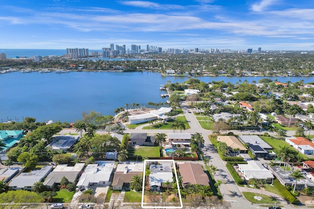 848 Johnson St, Hollywood, FL 33019 - bird's eye view with a water view, a view of city, and a residential view