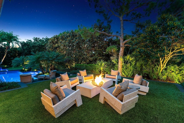 232 Bears Club Dr, Jupiter, FL 33477 - view of patio featuring an outdoor living space with a fire pit and an outdoor pool