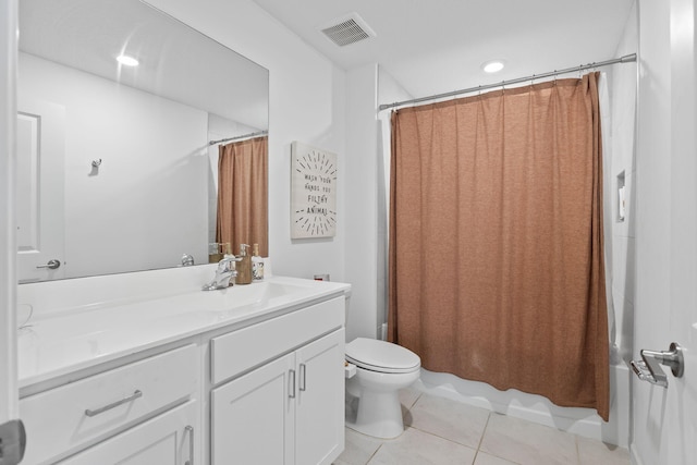4235 Troon Pl, Fort Pierce, FL 34947 - bathroom with tile patterned flooring, toilet, shower / bath combination with curtain, and vanity