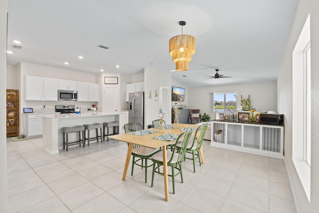 4235 Troon Pl, Fort Pierce, FL 34947 - dining space featuring ceiling fan, recessed lighting, and light tile patterned floors