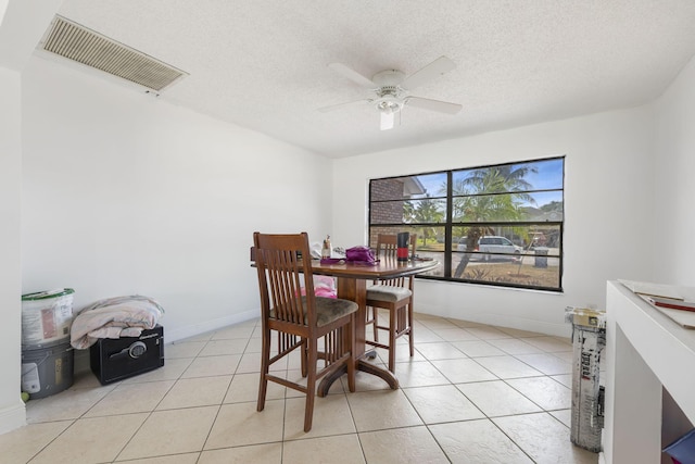 2426 SE Stonecrop St, Port Saint Lucie, FL 34984 - dining room with baseboards, ceiling fan, visible vents, and a textured ceiling