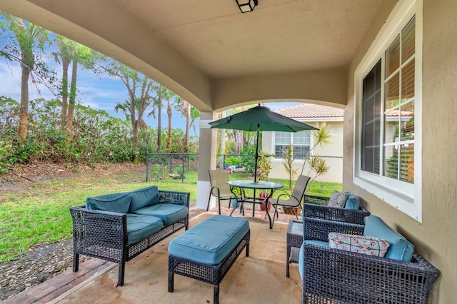 6805 Osage Cir, Greenacres, FL 33413 - view of patio / terrace featuring an outdoor hangout area and outdoor dining space