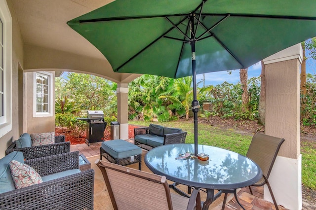 6805 Osage Cir, Greenacres, FL 33413 - view of patio with grilling area, an outdoor hangout area, and outdoor dining area