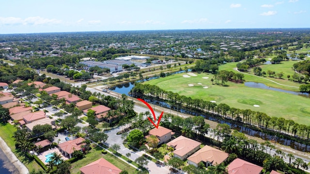 6805 Osage Cir, Greenacres, FL 33413 - aerial view of property's location featuring a local golf course, nearby suburban area, and a large body of water
