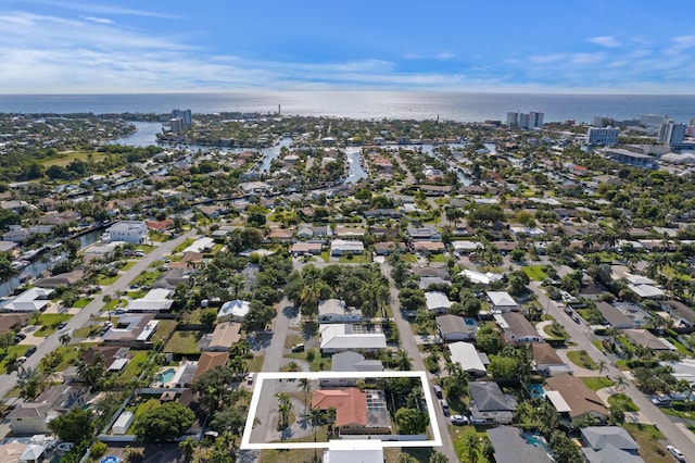 2650 NE 22nd St, Pompano Beach, FL 33062 - aerial view of property and surrounding area with a large body of water, nearby suburban area, and property boundaries highlighted