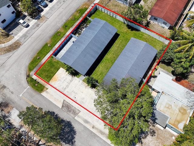 aerial view of property's location featuring property parcel outlined