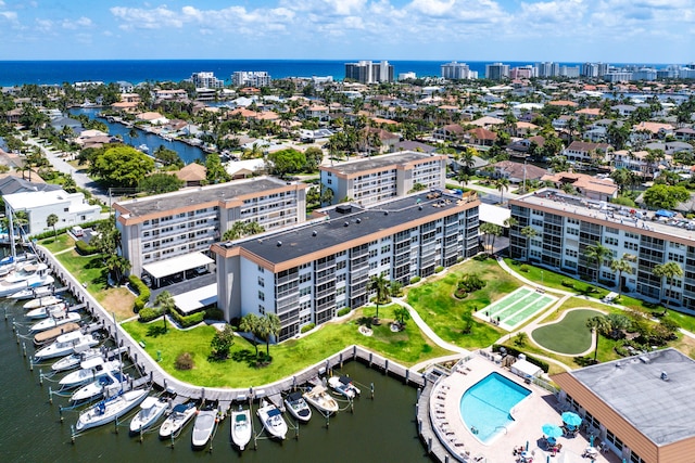 911 Gardenia Dr Unit 154, Delray Beach, FL 33483 - drone / aerial view with a water view and a view of city