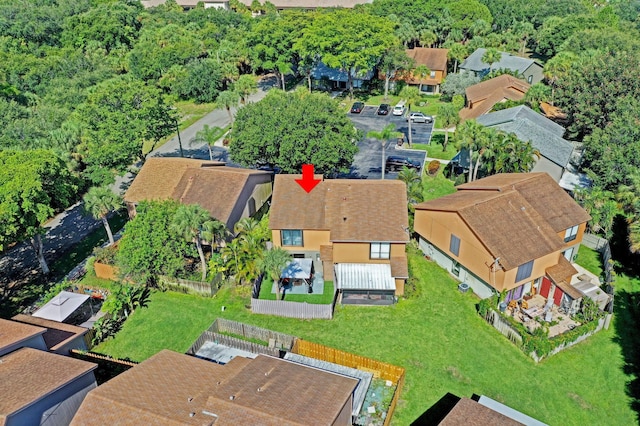 drone / aerial view with a residential view