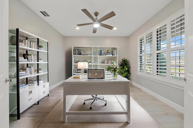 656 SE Villandry Way, Port Saint Lucie, FL 34984 - office space featuring ceiling fan, baseboards, and recessed lighting
