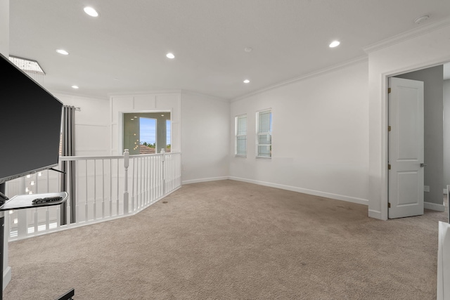 5651 Macoon Way, Westlake, FL 33470 - empty room with ornamental molding, carpet flooring, recessed lighting, baseboards, and a smoke detector