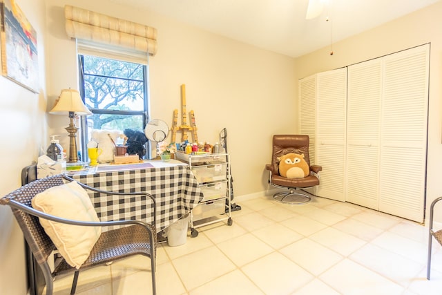8306 Summersong Ter Unit B, Boca Raton, FL 33496 - living area with ceiling fan, baseboards, and tile patterned floors