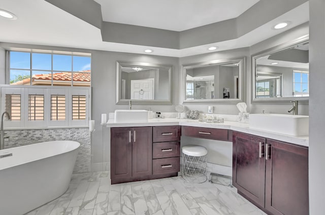 12774 Spikerush Cir, Boca Raton, FL 33428 - full bathroom with a wealth of natural light, marble finish floor, and a sink