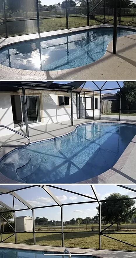 252 SW Cherryhill Rd, Port Saint Lucie, FL 34953 - outdoor pool featuring a patio and glass enclosure