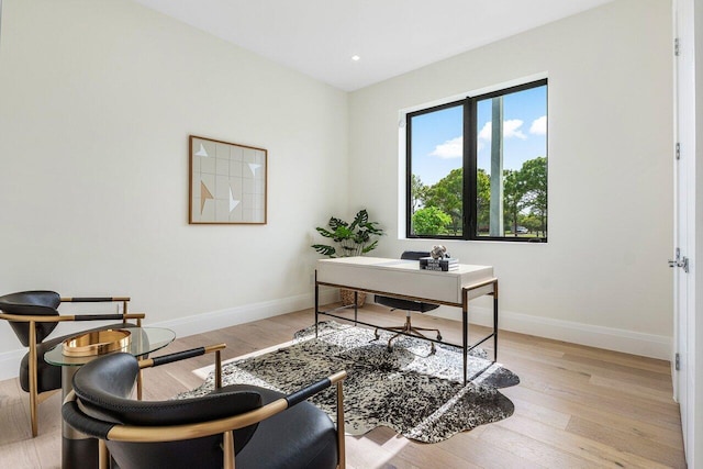 1445 NE 5th Ave, Boca Raton, FL 33432 - office area with baseboards, light wood finished floors, and recessed lighting