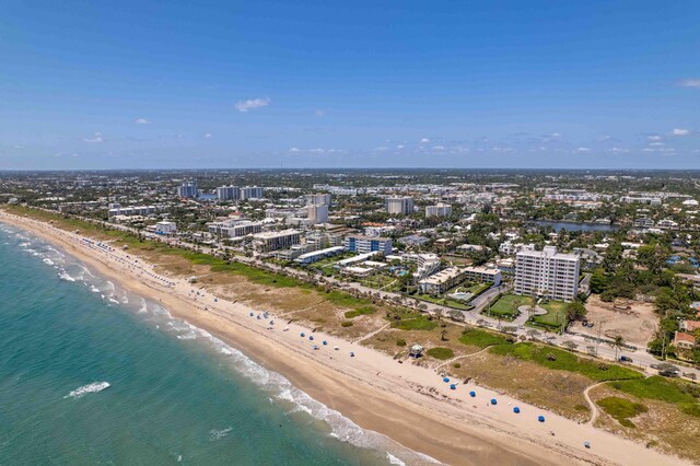 view of urban area featuring expansive coastline