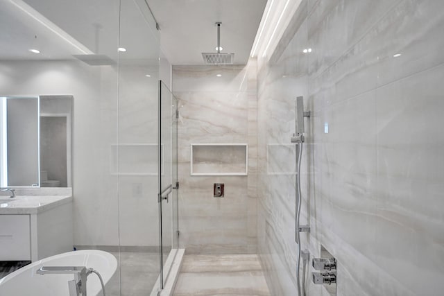 220 SE Mizner Blvd Unit Ph920, Boca Raton, FL 33432 - bathroom with a stall shower, vanity, and a soaking tub