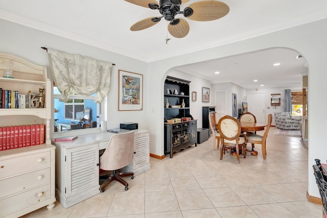 654 Bunting Dr, Delray Beach, FL 33444 - office space with a wealth of natural light, arched walkways, and a ceiling fan