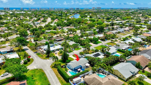 654 Bunting Dr, Delray Beach, FL 33444 - birds eye view of property with a city view and a residential view