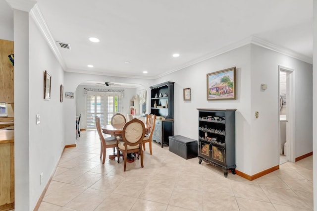 654 Bunting Dr, Delray Beach, FL 33444 - living room featuring baseboards, recessed lighting, crown molding, and visible vents