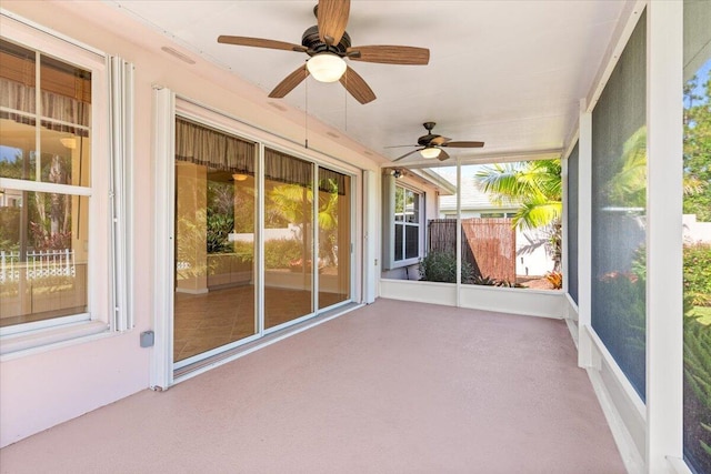 4922 SE Heartleaf Ter, Hobe Sound, FL 33455 - unfurnished sunroom featuring a ceiling fan