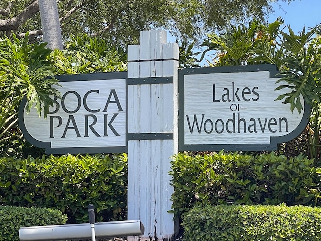 view of community sign
