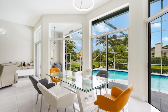 dining room featuring light tile patterned floors