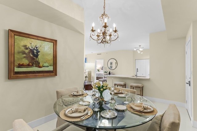 250 NE 3rd Ave Unit 1308, Delray Beach, FL 33444 - dining space with baseboards and a chandelier